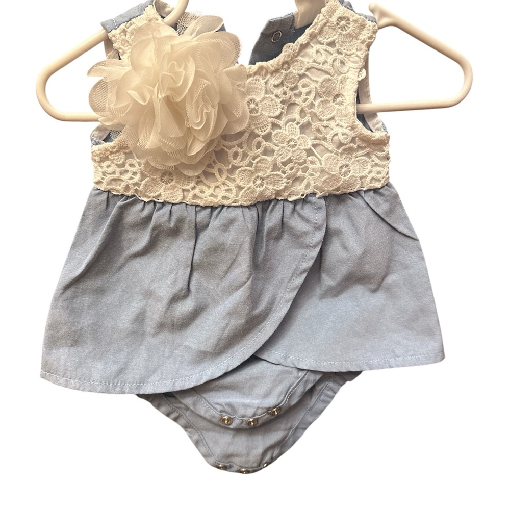 Starting Out Cream and Blue Lace Diaper Cover Set